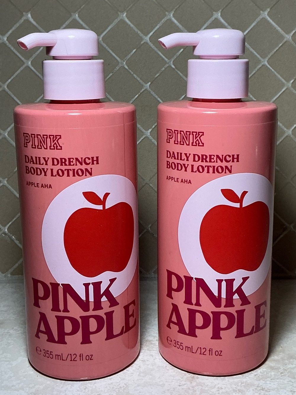 PINK Apple Daily Drench Body Lotion 12 oz Set of 2 NEW